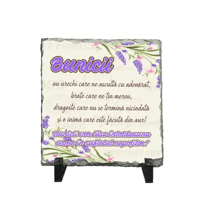 Bunicii au urechi care ne asculta..., piatra ardezie personalizata, cu mesaj model pa047